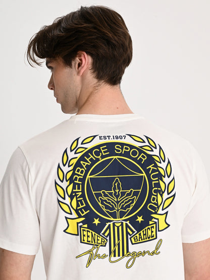 Fenerbahçe Ekru Kolej Çelenk Logolu Erkek Tshirt