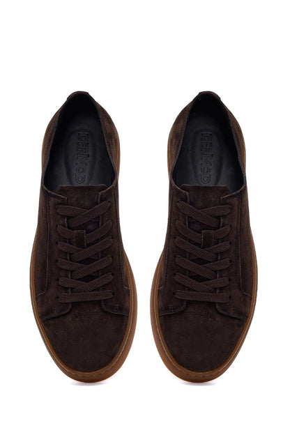 Erkek Kahverengi Bağcıklı Süet Deri Sneaker