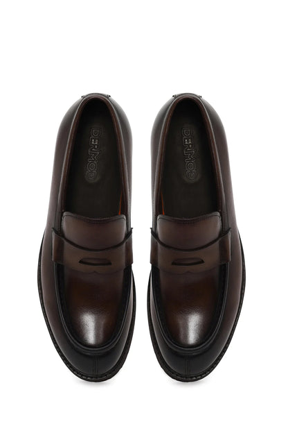 Erkek Kahverengi Deri Casual Loafer