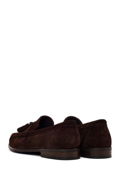 Erkek Kahverengi Püsküllü Süet Deri Casual Loafer