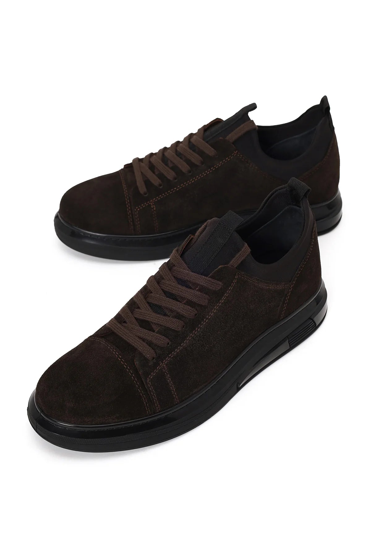 Erkek Kahverengi Bağcıklı Süet Deri Sneaker