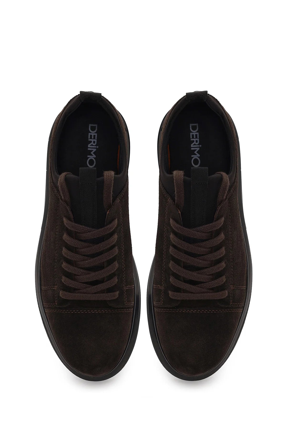 Erkek Kahverengi Bağcıklı Süet Deri Sneaker