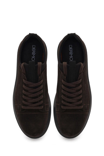 Erkek Kahverengi Bağcıklı Süet Deri Sneaker