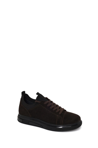 Erkek Kahverengi Bağcıklı Süet Deri Sneaker