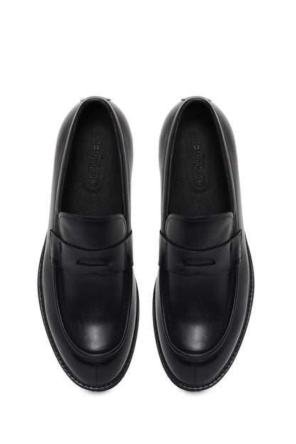 Erkek Siyah Deri Casual Loafer