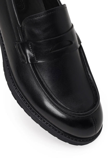 Erkek Siyah Deri Casual Loafer