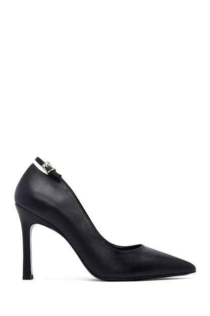 Kadın Siyah Ince Topuklu Deri Stiletto