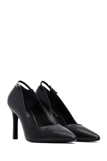Kadın Siyah Ince Topuklu Deri Stiletto