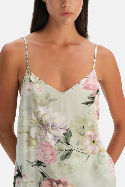 Ada Çayı Çiçek Desenli Dokuma Camisole Pantolon Takım