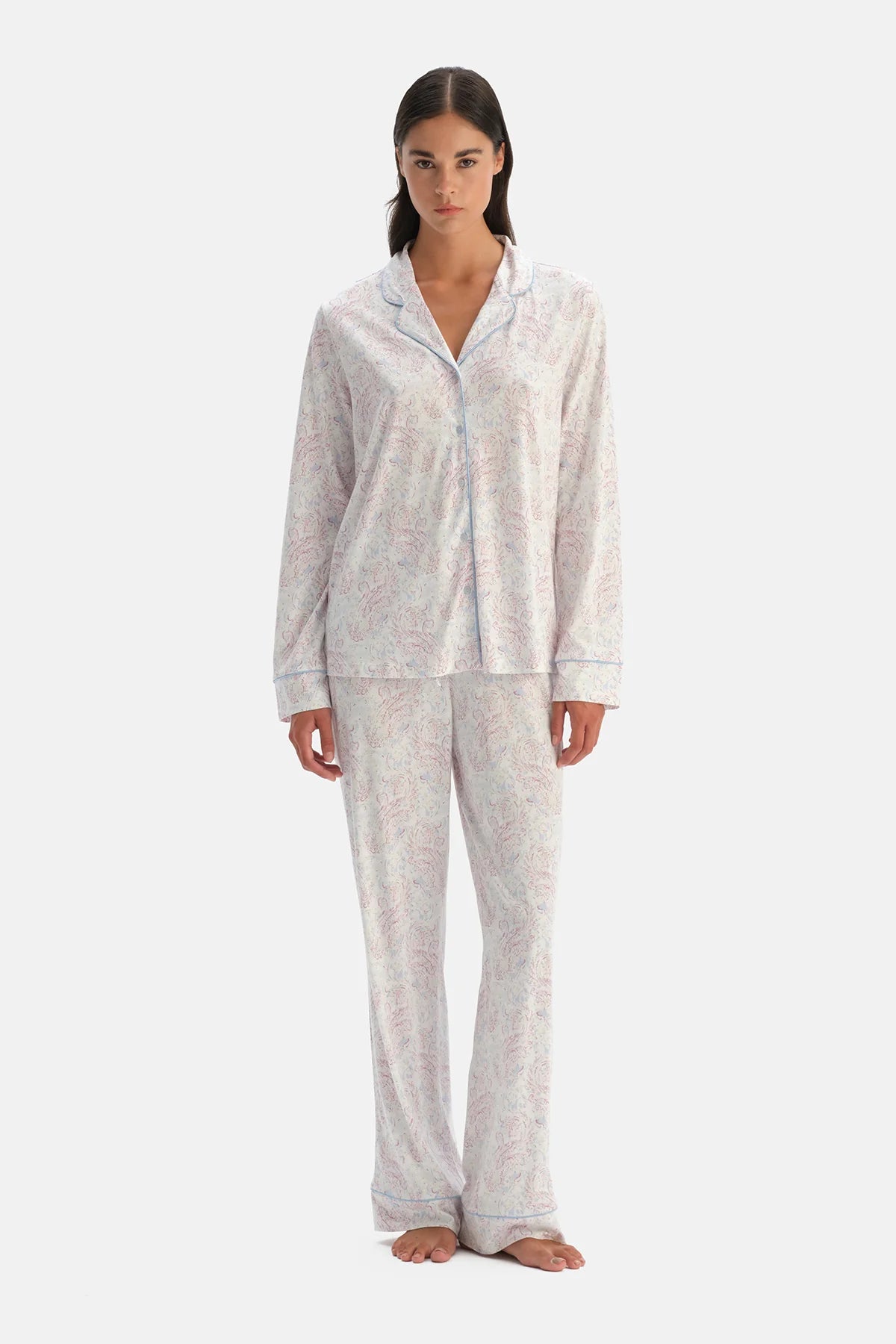 Multicolor Şal Desenli Gömlek Pantolon Takım
