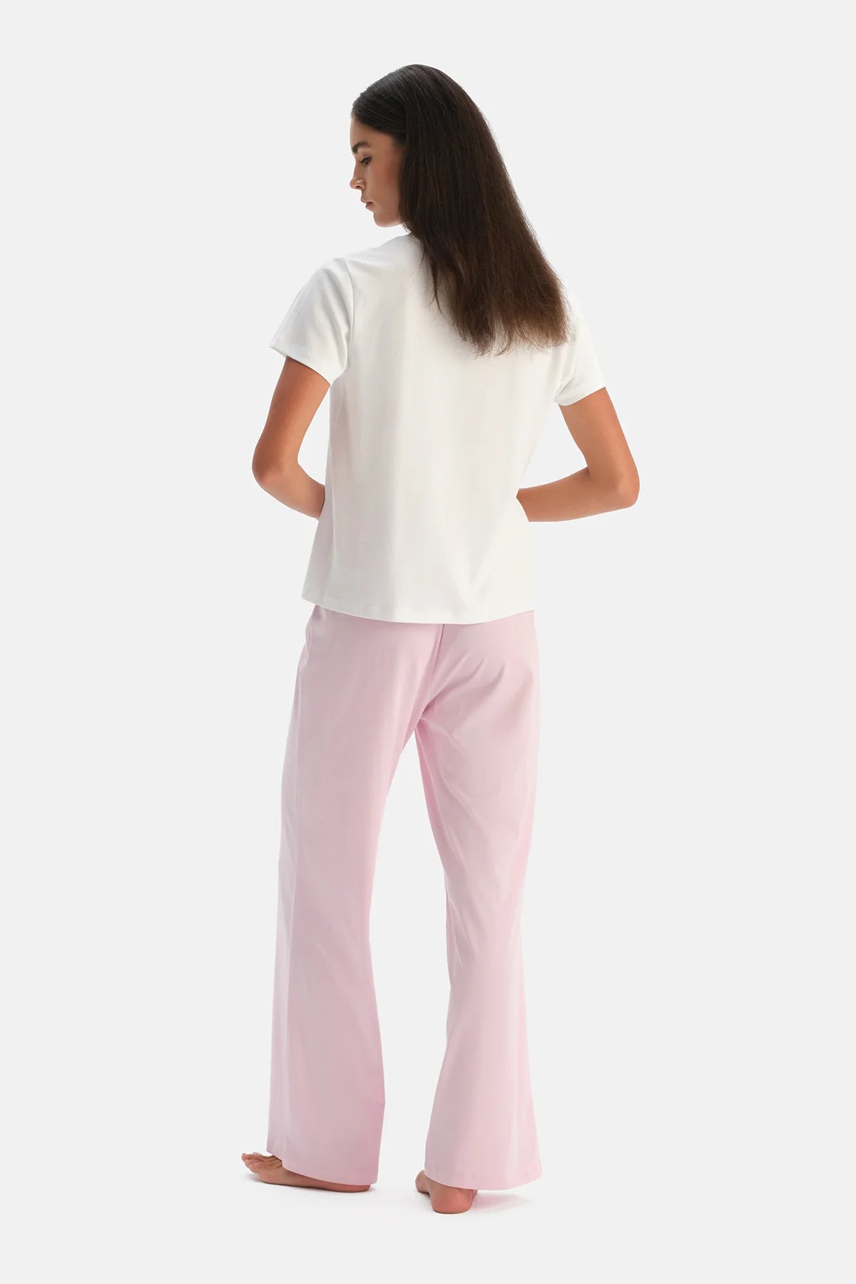Pembe Ikili Örme Pantolon