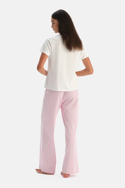 Pembe Ikili Örme Pantolon