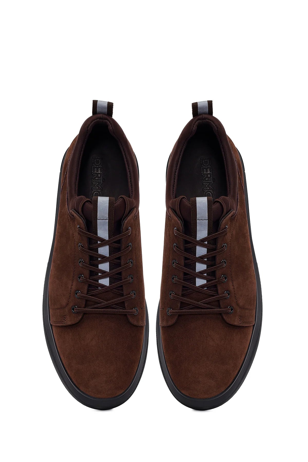 Erkek Kahverengi Bağcıklı Kalın Tabanlı Nubuk Deri Sneaker