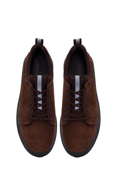 Erkek Kahverengi Bağcıklı Kalın Tabanlı Nubuk Deri Sneaker
