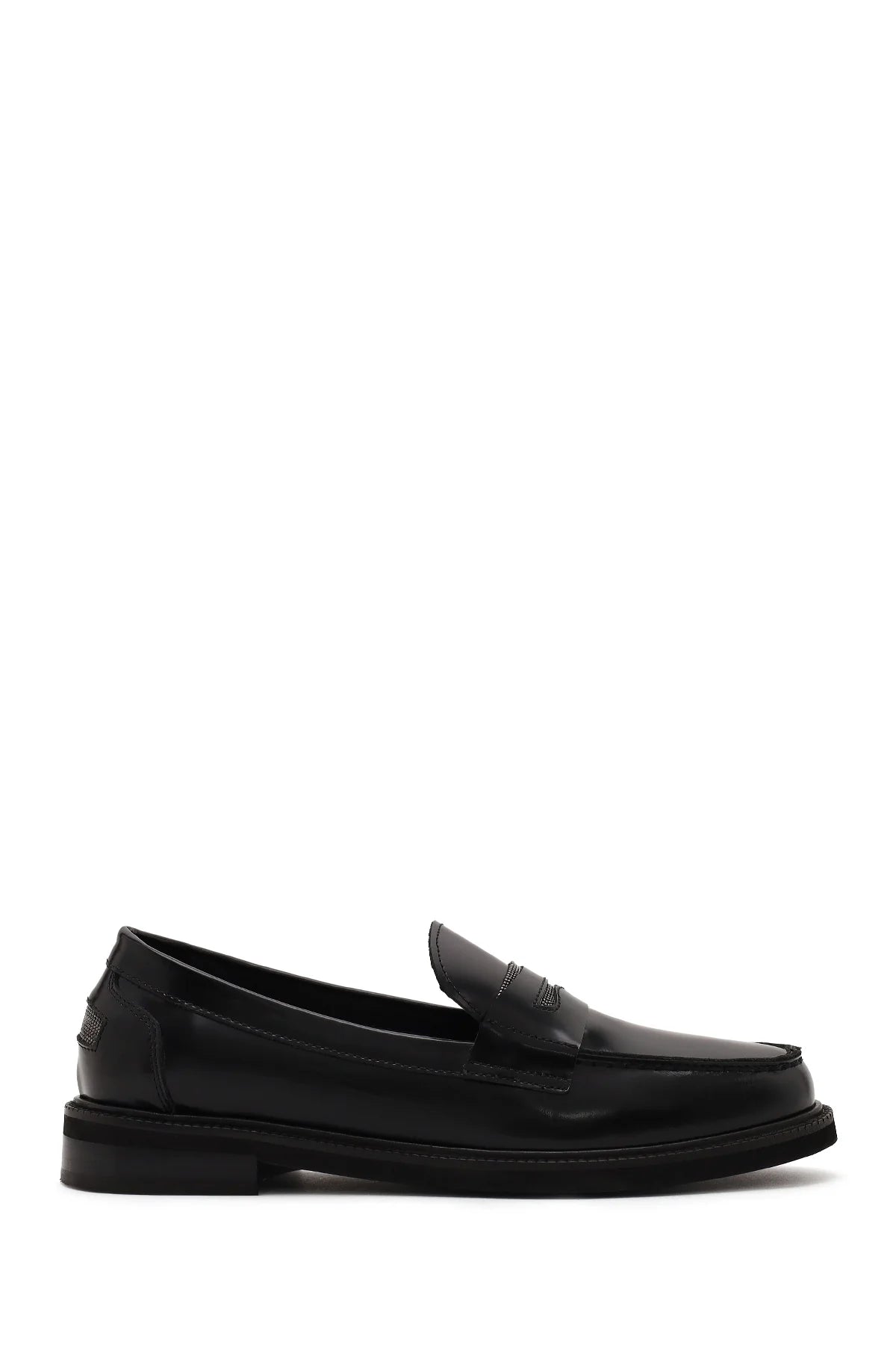 Kadın Siyah Deri Maskülen Loafer