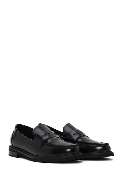 Kadın Siyah Deri Maskülen Loafer