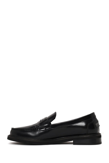 Kadın Siyah Deri Maskülen Loafer