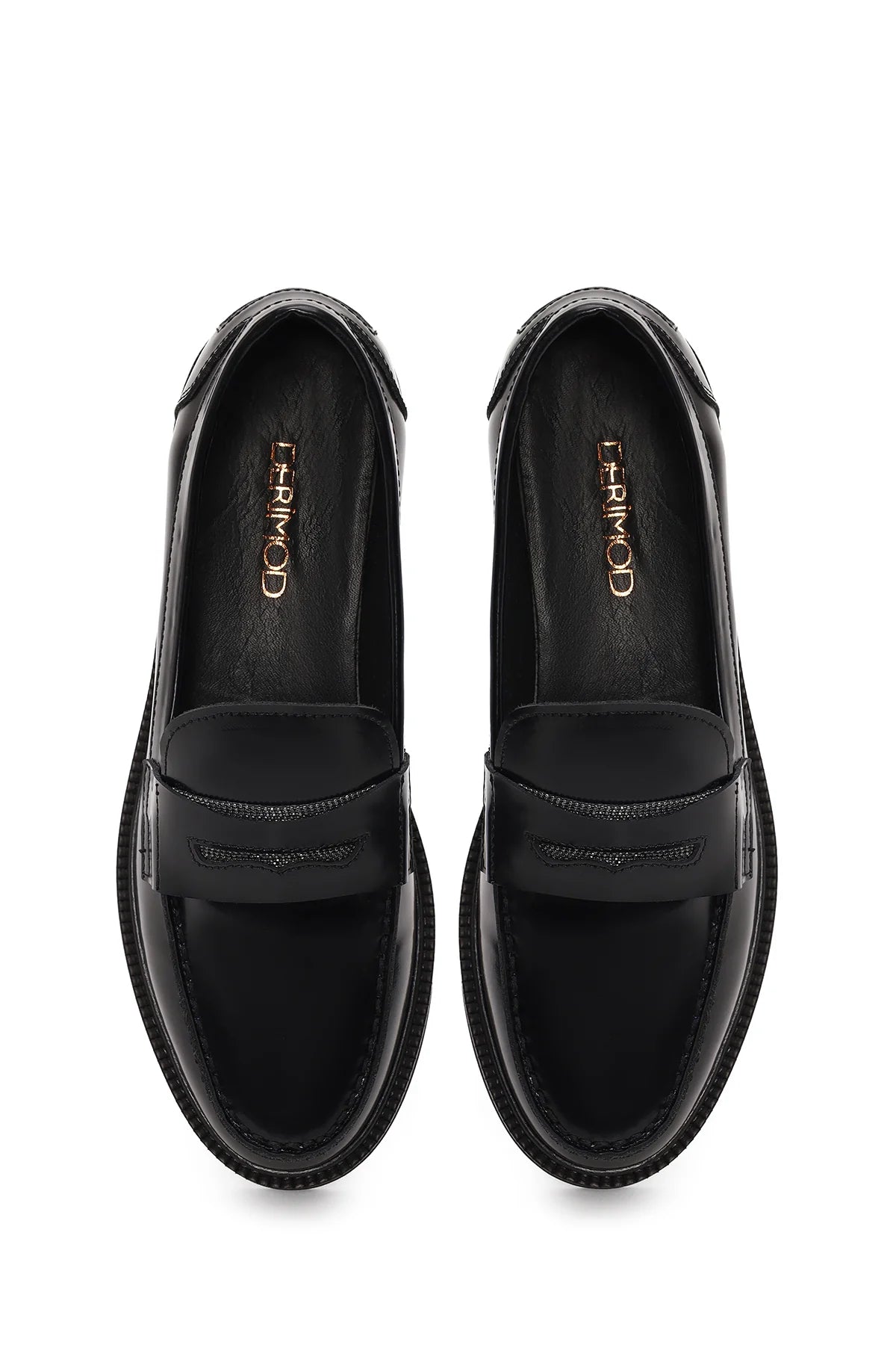Kadın Siyah Deri Maskülen Loafer