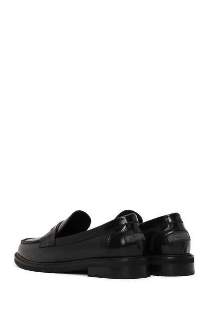 Kadın Siyah Deri Maskülen Loafer