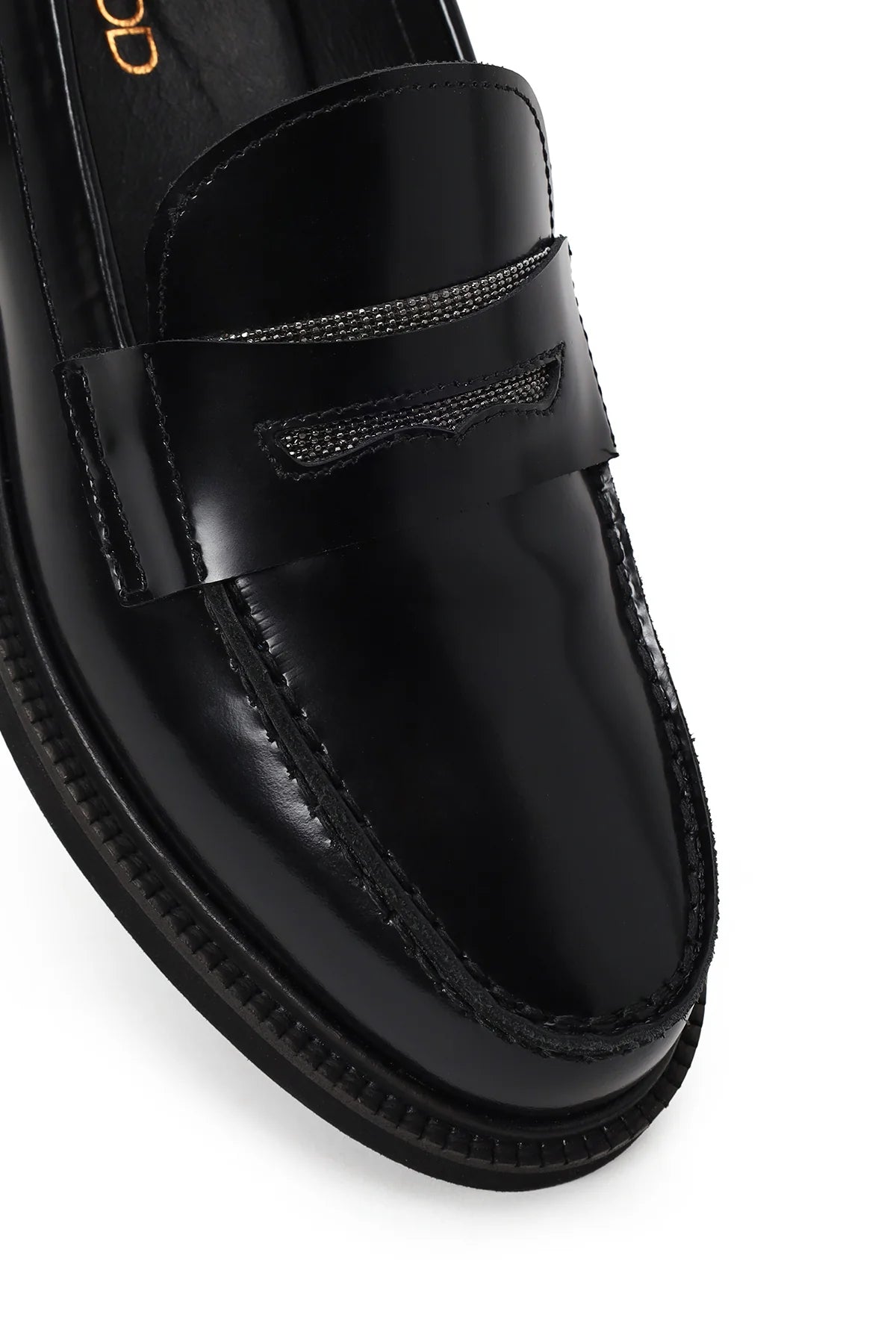 Kadın Siyah Deri Maskülen Loafer