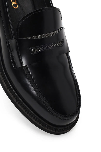 Kadın Siyah Deri Maskülen Loafer