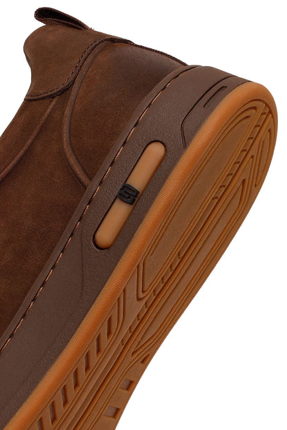 Erkek Kahverengi Bağcıklı Nubuk Deri Sneaker