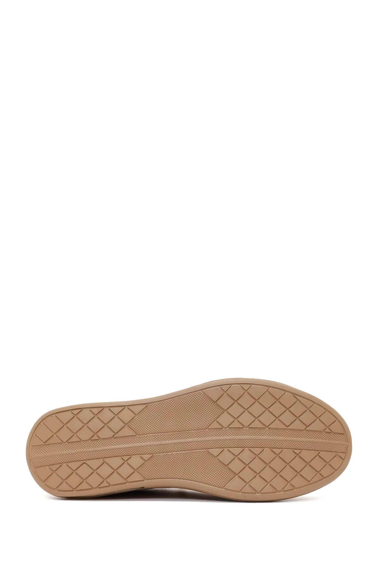 Erkek Bej Bağcıklı Kalın Tabanlı Süet Deri Sneaker