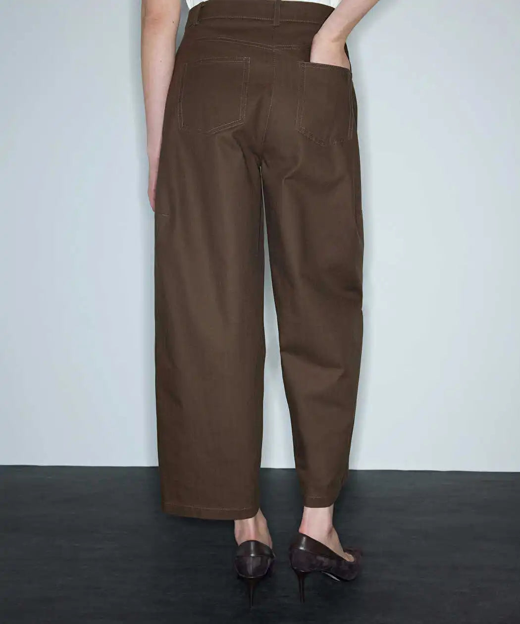 Kahverengi Dokulu Barrel Fit Pantolon Iw6260003203074 | Ipekyol
