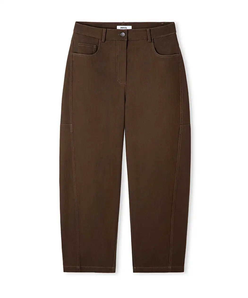 Kahverengi Dokulu Barrel Fit Pantolon Iw6260003203074 | Ipekyol