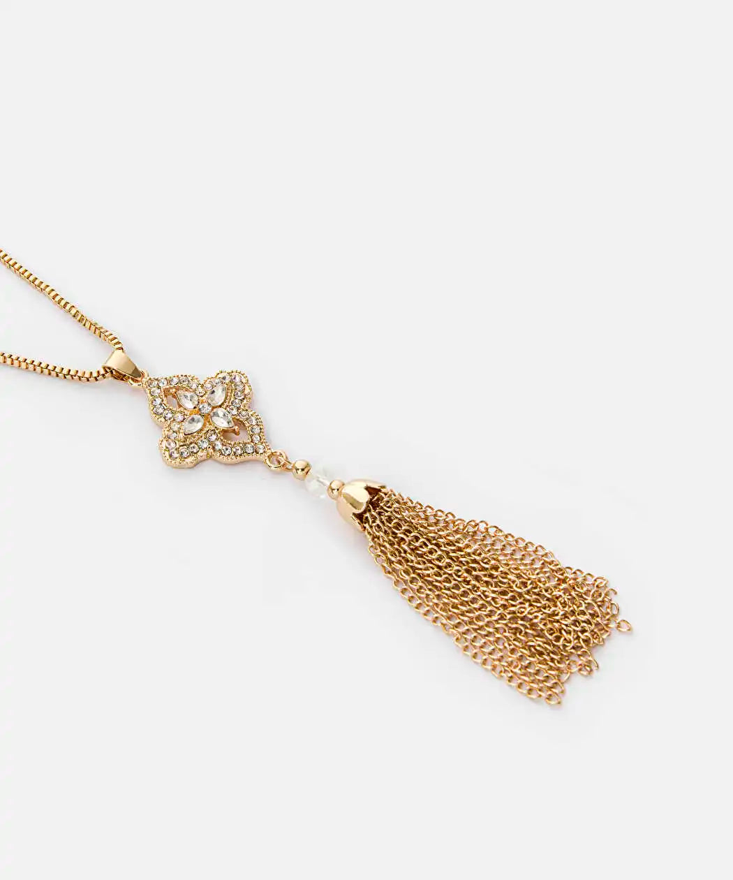 Altın Sallantılı Zincirli Strass Taşlı Kolye Iw6260051024265 | Ipekyol