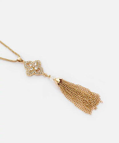 Altın Sallantılı Zincirli Strass Taşlı Kolye Iw6260051024265 | Ipekyol