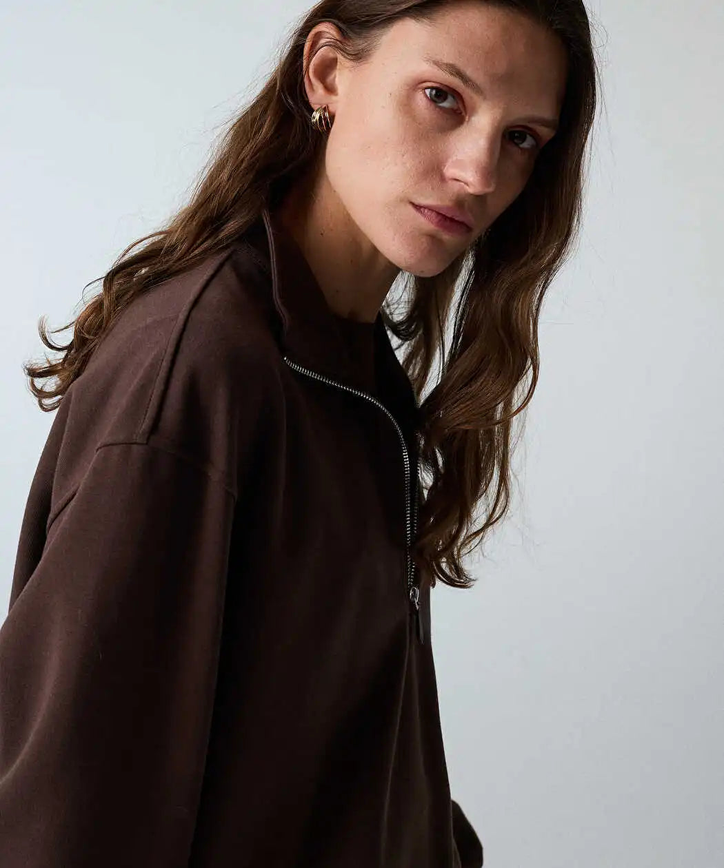 Kahverengi Çift Parça Görünüm Sweatshirt Iw6260091112074 | Ipekyol