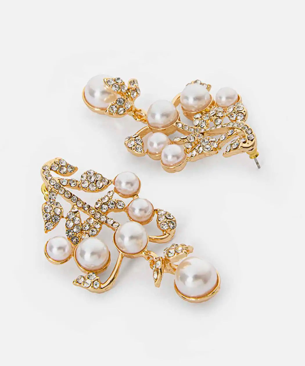 Altın Suni Incili Ve Strass Taşlı Küpe Iw6260068037265 | Ipekyol
