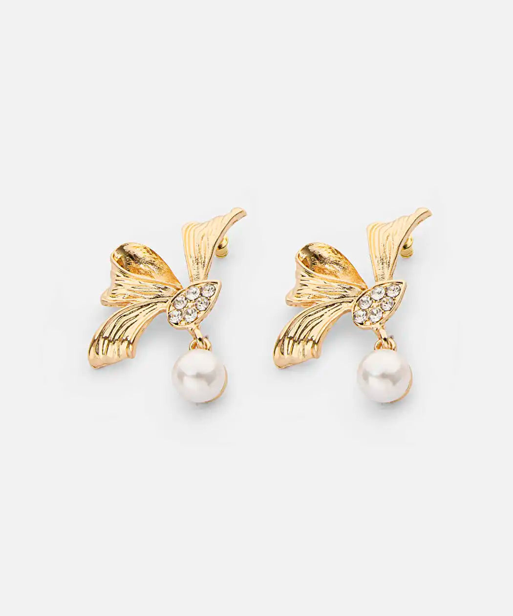 Altın Kristal Taşlı Suni Incili Küpe Iw6260068040265 | Ipekyol