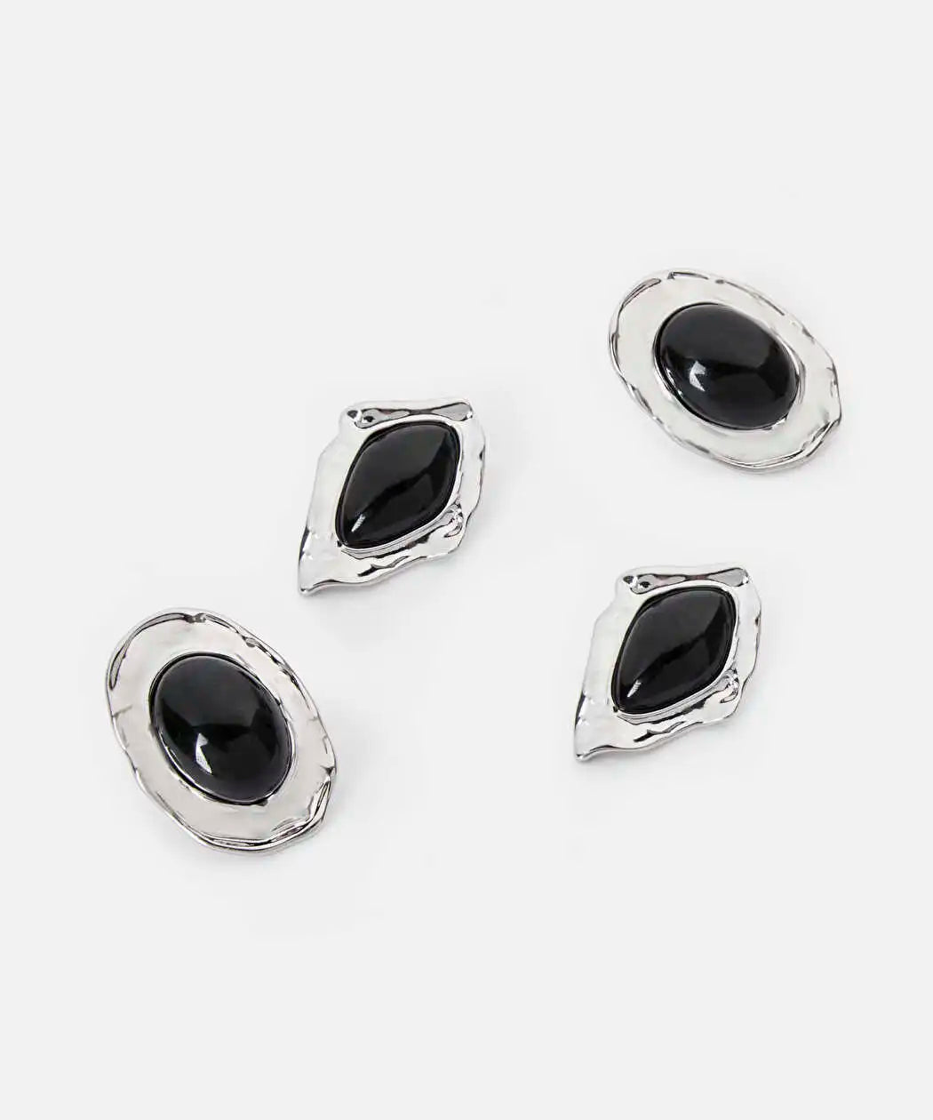 Gümüş Kontrast Reçineli Metal Küpe Seti Iw6260068064122 | Ipekyol
