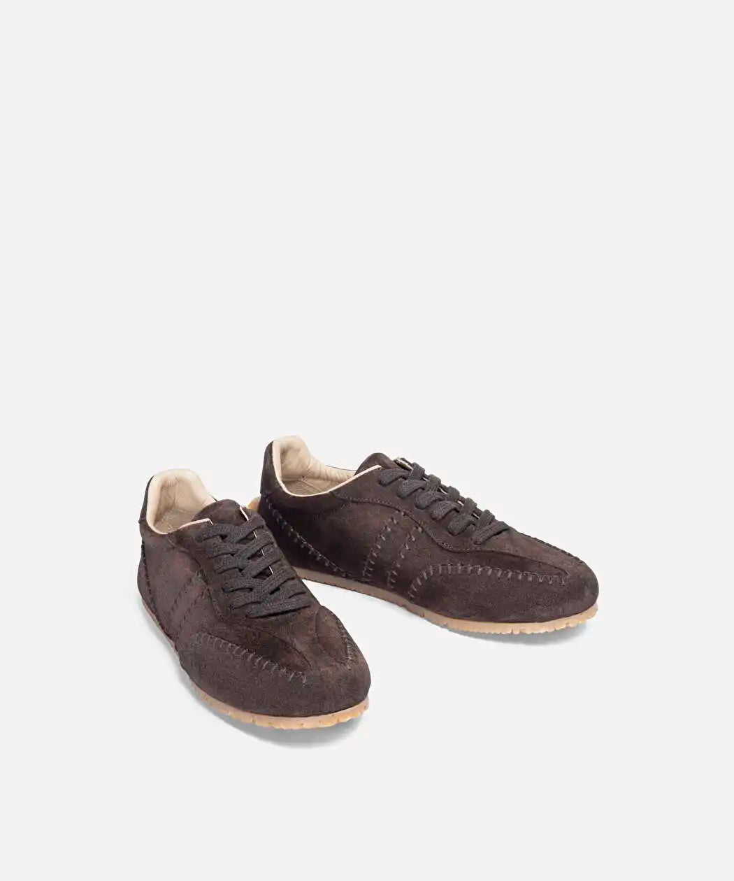 Kahverengi %100 Deri Süet Üst Dikişli Sneaker Iw6260062005006 | Ipekyol