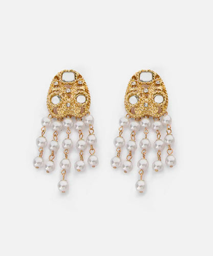 Altın Strass Taşlı Ve Suni Incili Sallantılı Küpe Iw6260068032265 | Ipekyol