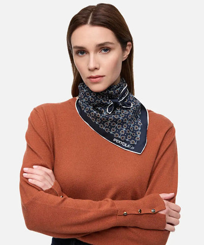Lacivert Desenli %100 Ipek Fular Iw6260065005015 | Ipekyol