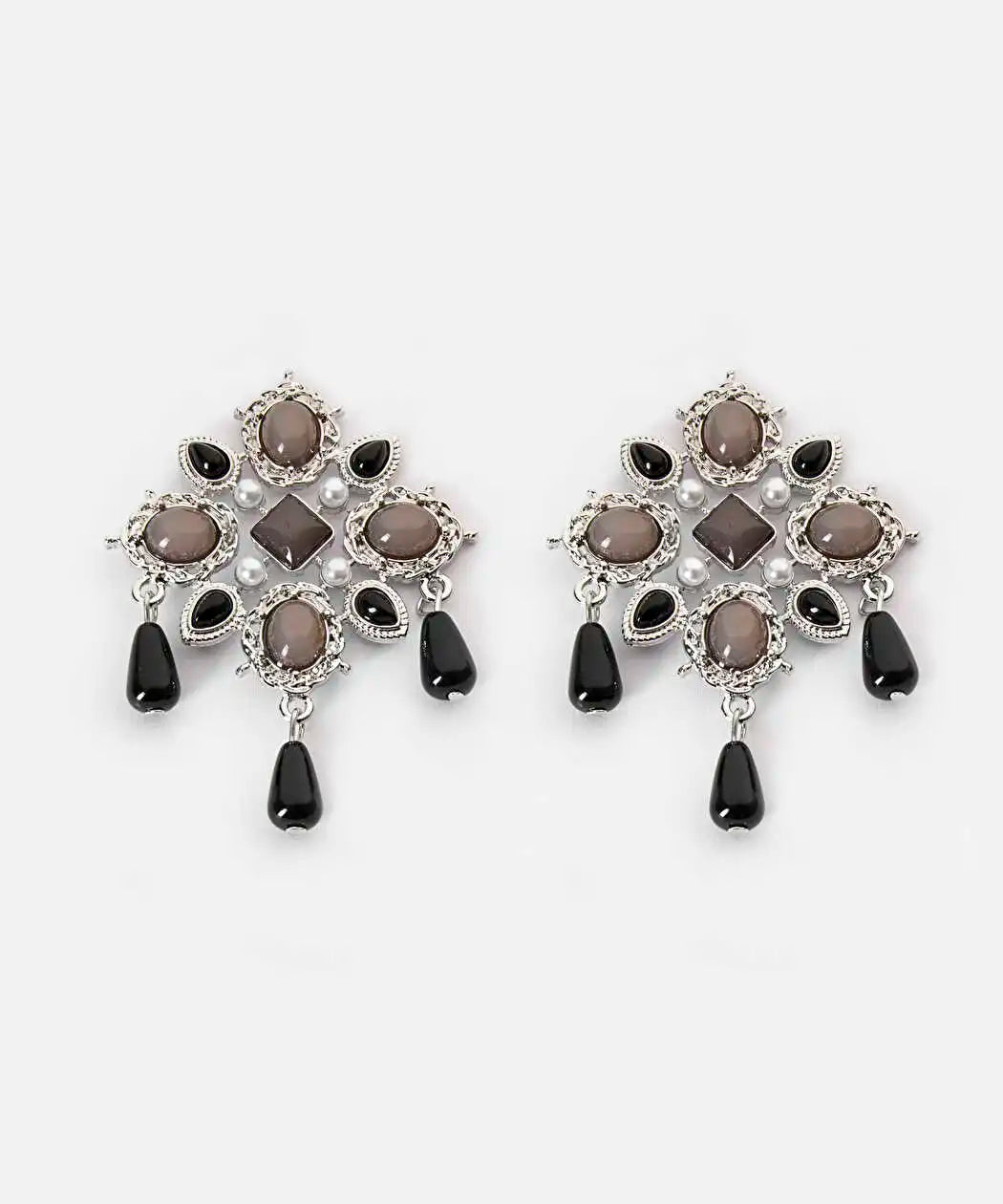 Gümüş Kombine Boncuklu Metal Küpe Iw6260068083122 | Ipekyol