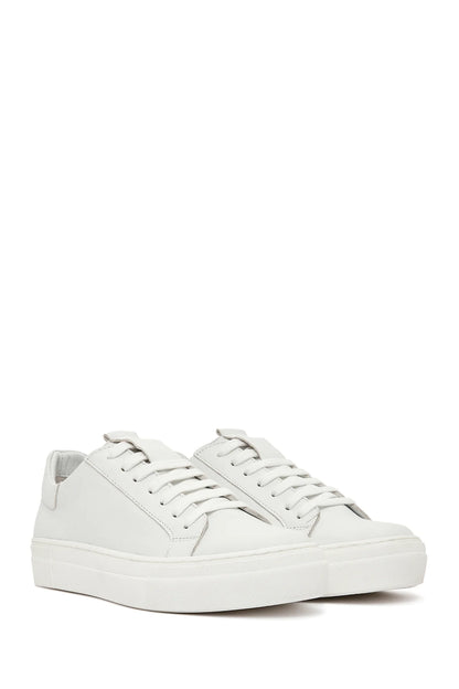 Kadın Beyaz Bağcıklı Deri Sneaker