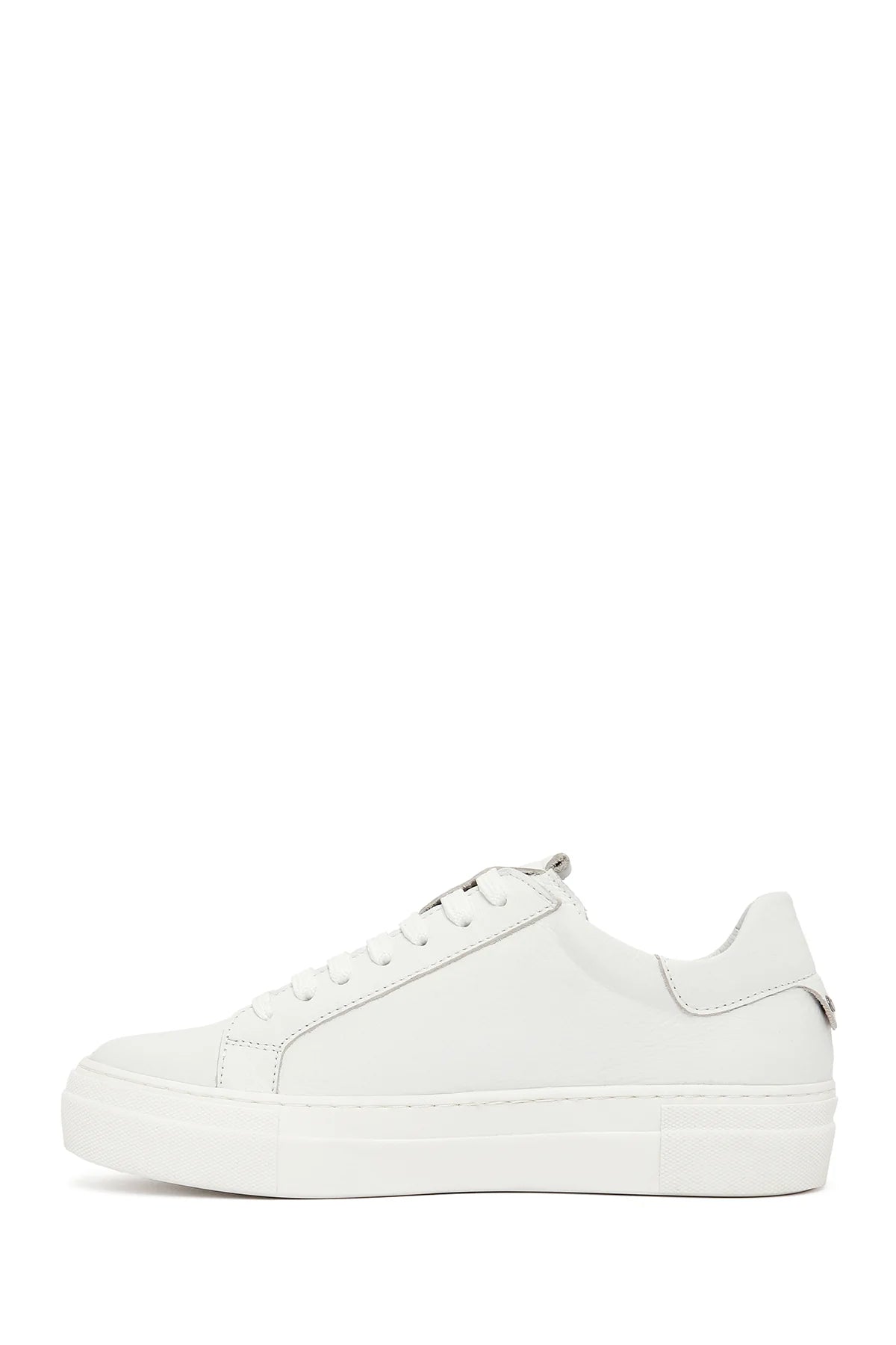 Kadın Beyaz Bağcıklı Deri Sneaker