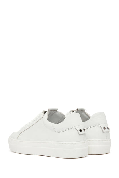 Kadın Beyaz Bağcıklı Deri Sneaker