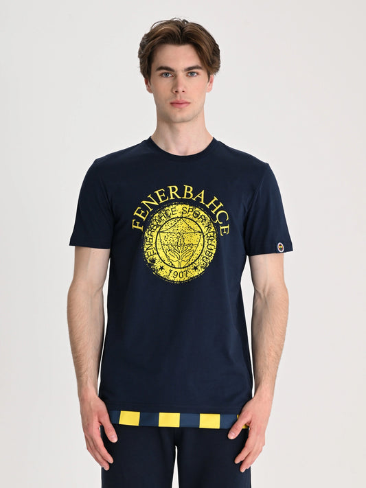 Fenerbahçe Lacivert Tribün Tek Renk Logolu Erkek Tshirt