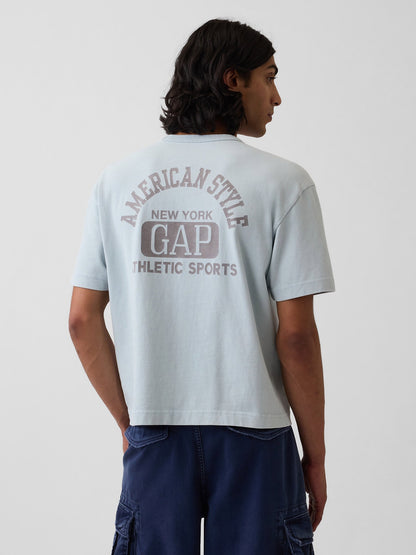 Açık Mavi Heavyweight Gap Logo Relaxed Crop T-shirt