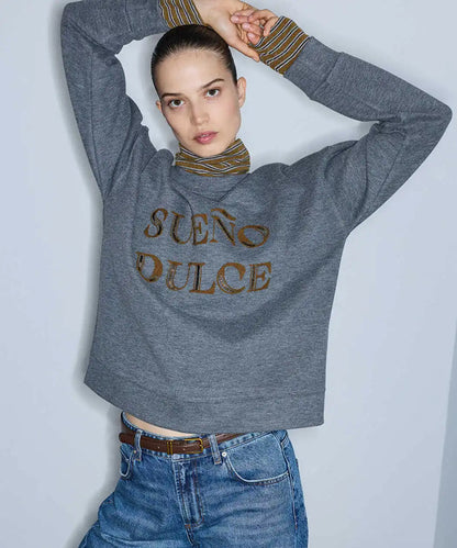 Gri Çift Parça Görünüm Işlemeli Sweatshirt Iw6260091121126 | Ipekyol