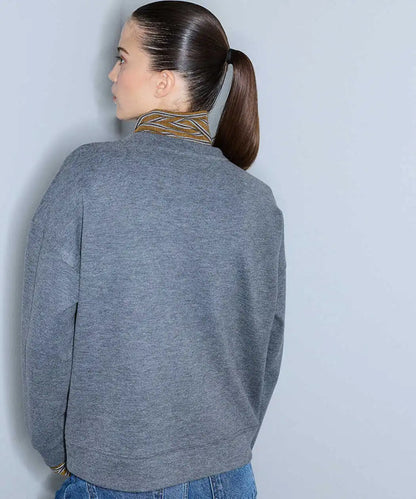 Gri Çift Parça Görünüm Işlemeli Sweatshirt Iw6260091121126 | Ipekyol