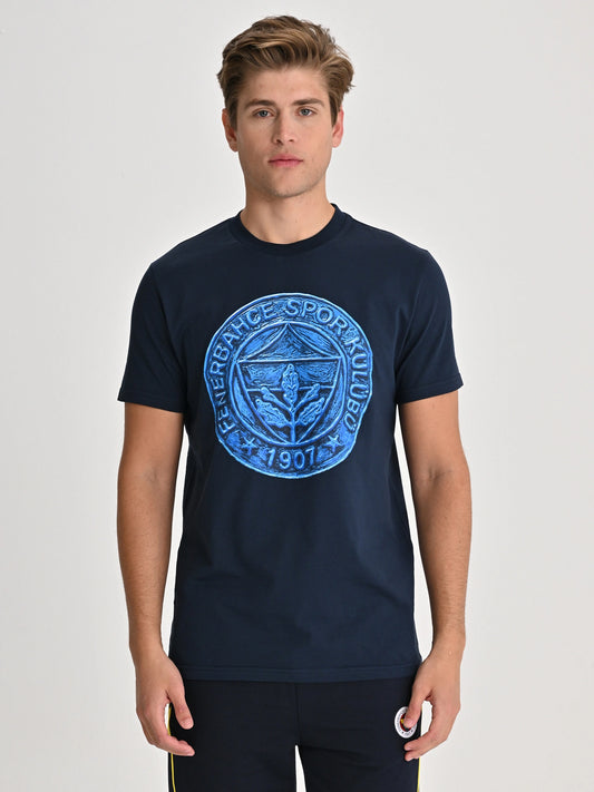 Fenerbahçe Lacivert Trend Tek Renk Logolu Erkek Tshirt