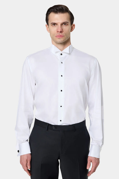 Damat Slim Fit Beyaz Düz Smokin Gömlek