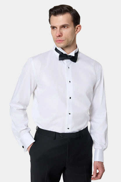 Damat Slim Fit Beyaz Düz Smokin Gömlek
