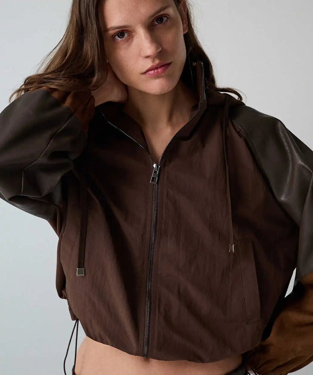 Kahverengi Kumaş Mix Colorblock Mont Iw6260012418074 | Ipekyol